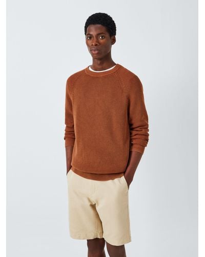 John Lewis Cotton Sun Bleached Ribbed Knit Jumper - Brown