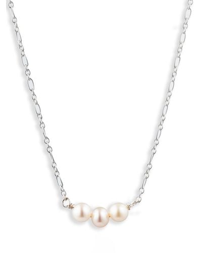 Ralph Lauren Triple Freshwater Pearl Chain Necklace - White