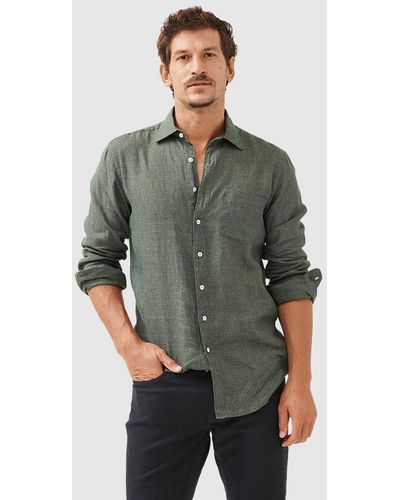 Rodd & Gunn Seaford Long Sleeve Slim Fit Linen Shirt - Green