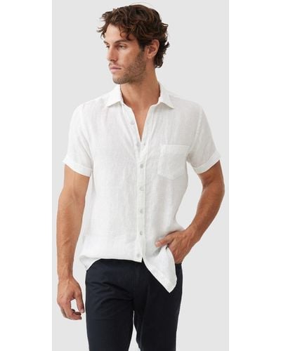 Rodd & Gunn Palm Beach Linen Slim Fit Short Sleeve Shirt - White