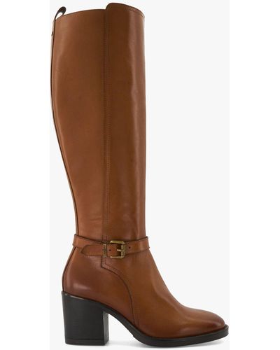 Dune Tyling Ruched Calf length Leather Boots in Brown Lyst UK