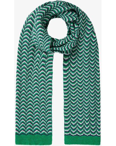 Brora Cashmere Wave Knit Scarf - Green