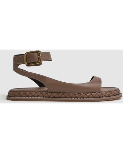 Reiss Gabi Plait Sole Leather Sandals - Brown