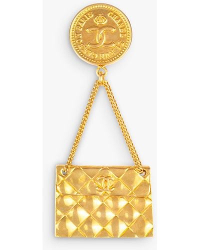 Susan Caplan Vintage Chanel Handbag Medallion Brooch - Metallic