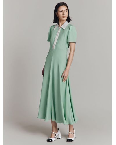 Ghost Bethan Crepe Midaxi Dress - Green