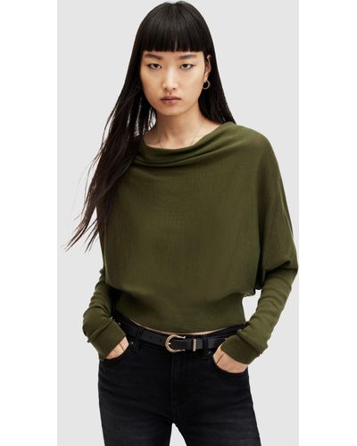 AllSaints Ridley Cropped Wool Jumper - Green