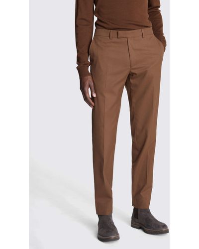 Moss Slim Fit Flannel Trousers - Brown
