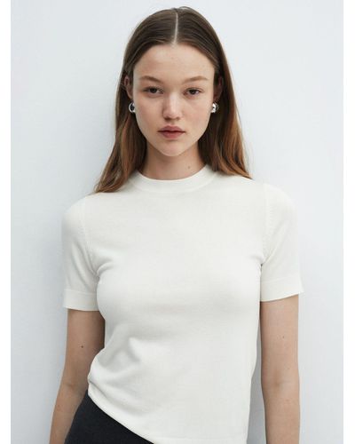 Mango Basic Short Sleeve Jumper - White