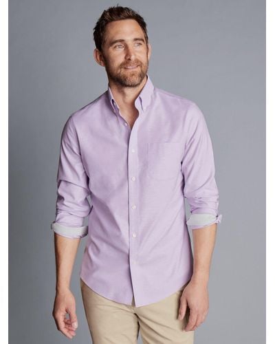Charles Tyrwhitt Non Iron Oxford Stretch Shirt - Purple