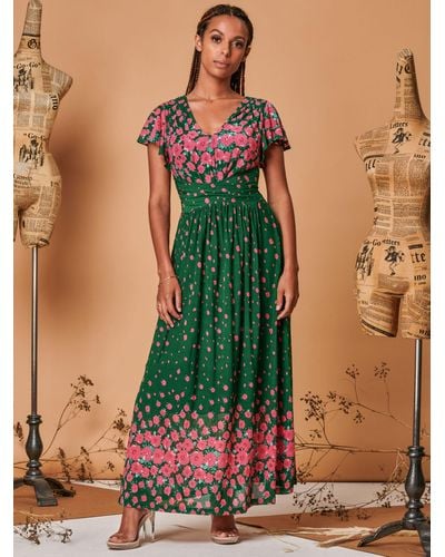 Jolie Moi Carlii Floral Print Maxi Dress - Green