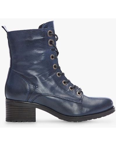 Moda In Pelle Bezzie Lace Up Leather Ankle Boots - Blue