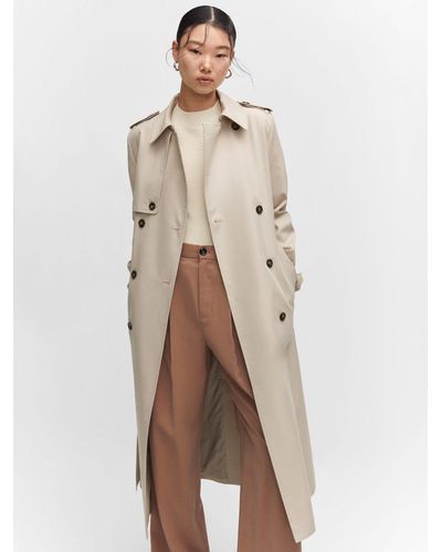 Mango Chicago Waterproof Double Breasted Trench Coat - Natural