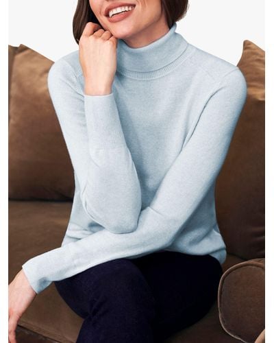 Pure Collection Cashmere Roll Neck Jumper - Blue