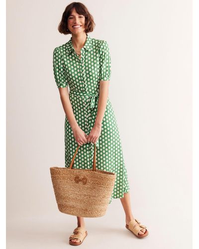 Boden Libby Honeycomb Geometric Jersey Dress - Green
