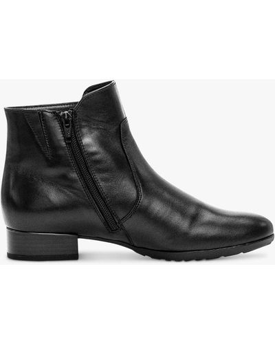 Gabor Bolan Leather Wide Fit Ankle Boots - Black