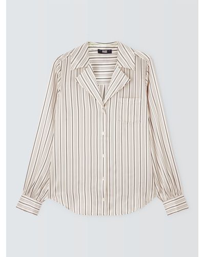 PAIGE Capriana Stripe Silk Shirt - White