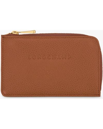Longchamp Le Foulonné Zipped Leather Card Holder - Brown