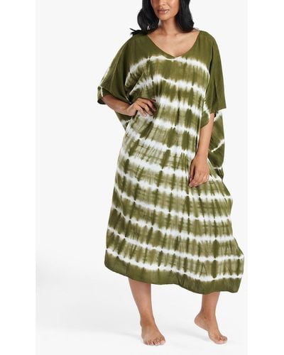 South Beach Striped Tie Dye Maxi Dress - Green