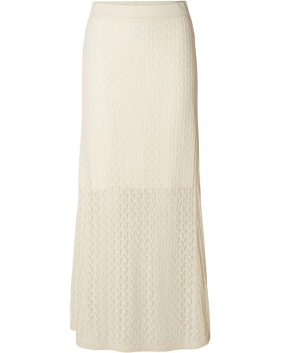 SELECTED Textured Knit Organic Cotton Blend Maxi Skirt - White