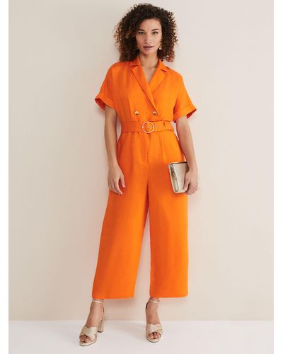 Phase Eight Pria Linen Blend Jumpsuit - Orange
