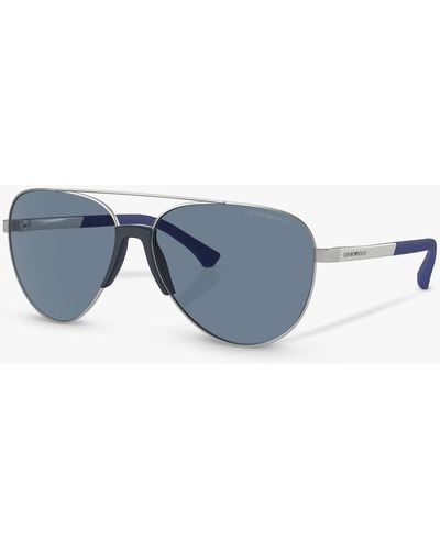 Emporio Armani Ea2059 Polarised Aviator Sunglasses - Blue