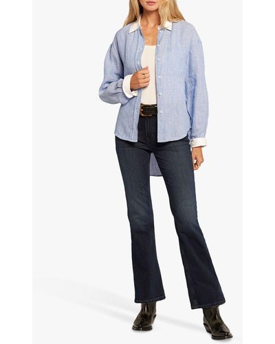 Current/Elliott The Candid Relaxed Fit Linen Shirt - Blue