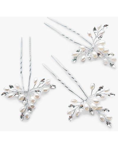 Ivory & Co. Crystal And Faux Pearl Hair Pin - White
