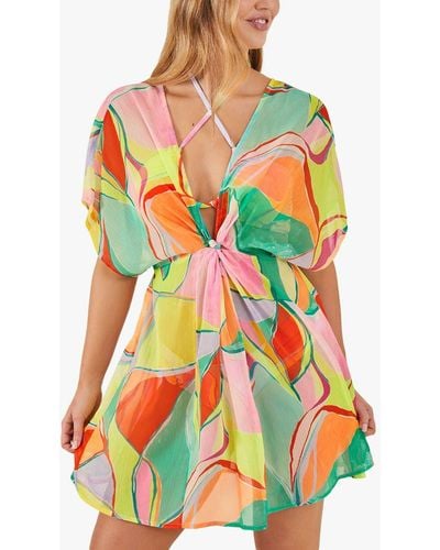 Accessorize Abstract Print Kaftan - White