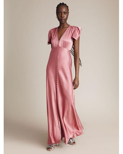 Ghost Delphine Satin Bridesmaid Maxi Dress - Pink