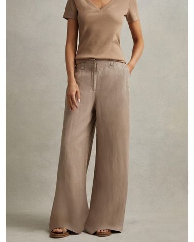 Reiss Petie Demi Garment Dyed Linen Trousers - Natural