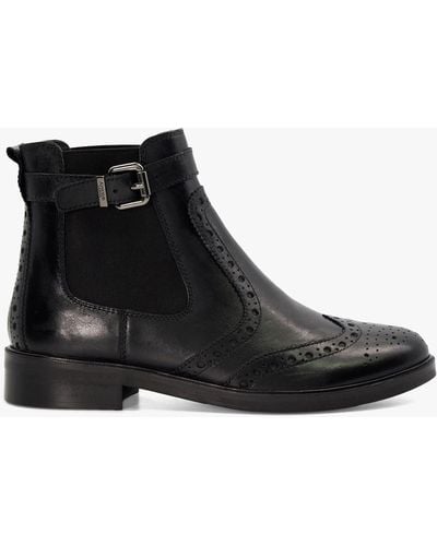 Dune Question Brogue-design Leather Chelsea Boots - Black