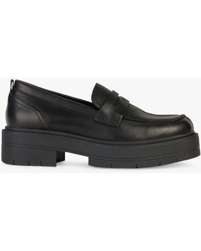 Geox D Spherica Ec7 Leather Loafers - Black