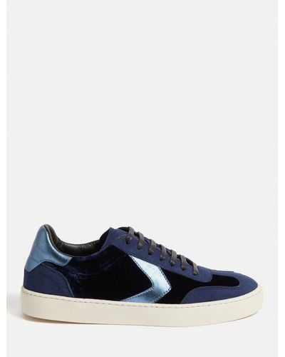 Jigsaw Portland Velvet Low Top Trainers - Blue