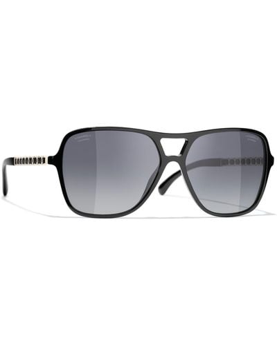 Chanel Irregular Sunglasses Ch4281qh Matte Black/grey in Grey