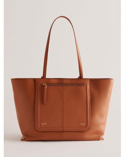 Ted Baker Nish Soft Grainy Leather Tote Bag - Brown