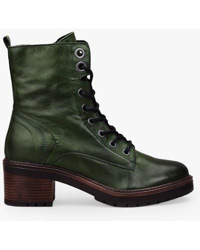 Moda In Pelle Bellzie Lace Up Leather Ankle Boots - Green
