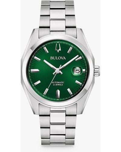 Bulova 96b429 Surveyor Automatic Date Bracelet Strap Watch - Green