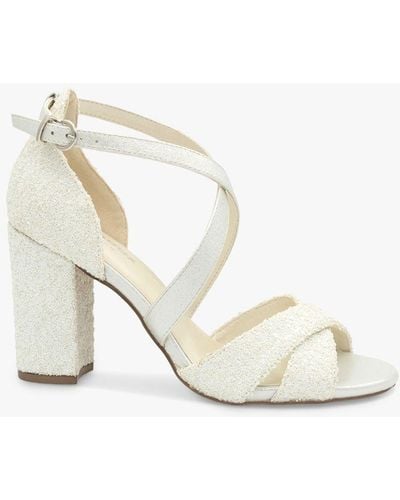 Paradox London Carina Glitter Cross Strap Block Heel Sandals - White