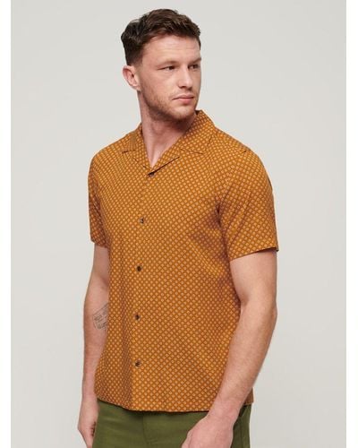 Superdry Short Sleeve Geo Print Revere 70s Shirt - Orange