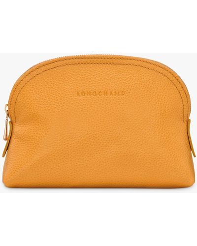 Longchamp Le Foulonné Leather Pouch - Orange