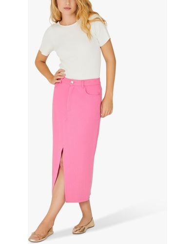 A-View Kana Rose Denim Midi Skirt - Pink