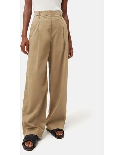 Jigsaw Pleat Front Wide Leg Trousers - Natural