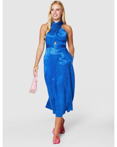 Closet Jacquard Print A-line Dress - Blue