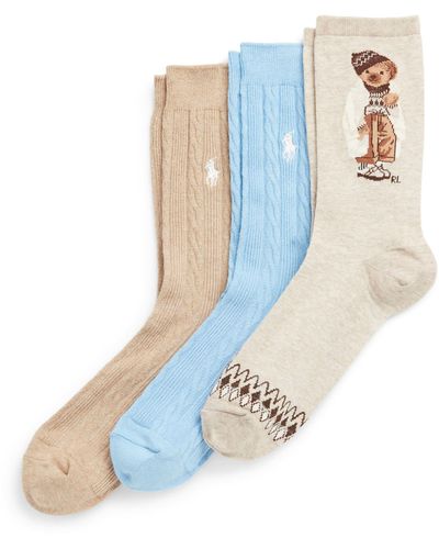 Ralph Lauren Winter Bear Ankle Socks Gift Set - Blue