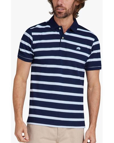 Raging Bull Triple Stripe Birdseye Polo Shirt - Blue