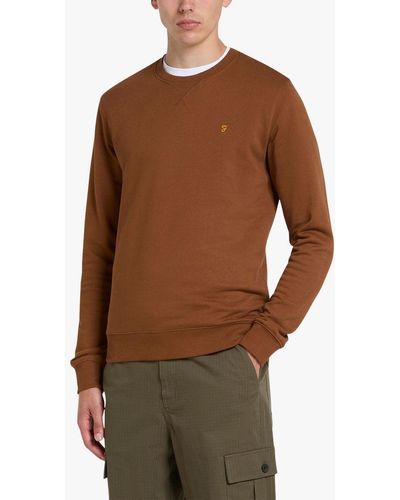 Farah Tim New Crew Neck Jumper - Brown