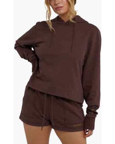 Wolf & Whistle Cropped Hooded Top - Brown