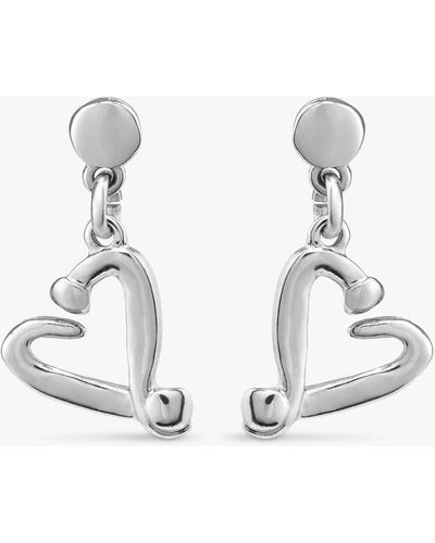 Uno De 50 Love Collection Nailed Heart Drop Earrings - White