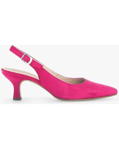 Gabor Lindy Slingback Kitten Heel Shoes - Pink