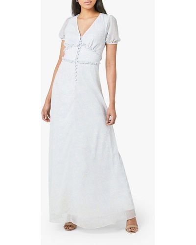Maids To Measure India Print Open Back Chiffon Dress - White
